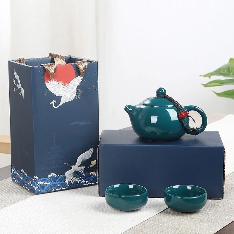 Set de ceai Kung Fu din ceramică, ceainic și cești, portabil pentru călătorii, cadou