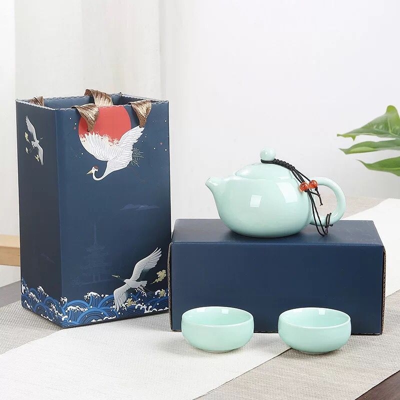 Set de ceai Kung Fu din ceramică, ceainic și cești, portabil pentru călătorii, cadou