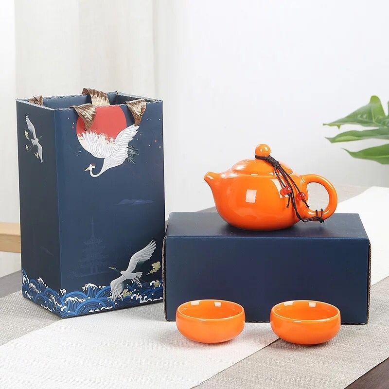 Set de ceai Kung Fu din ceramică, ceainic și cești, portabil pentru călătorii, cadou