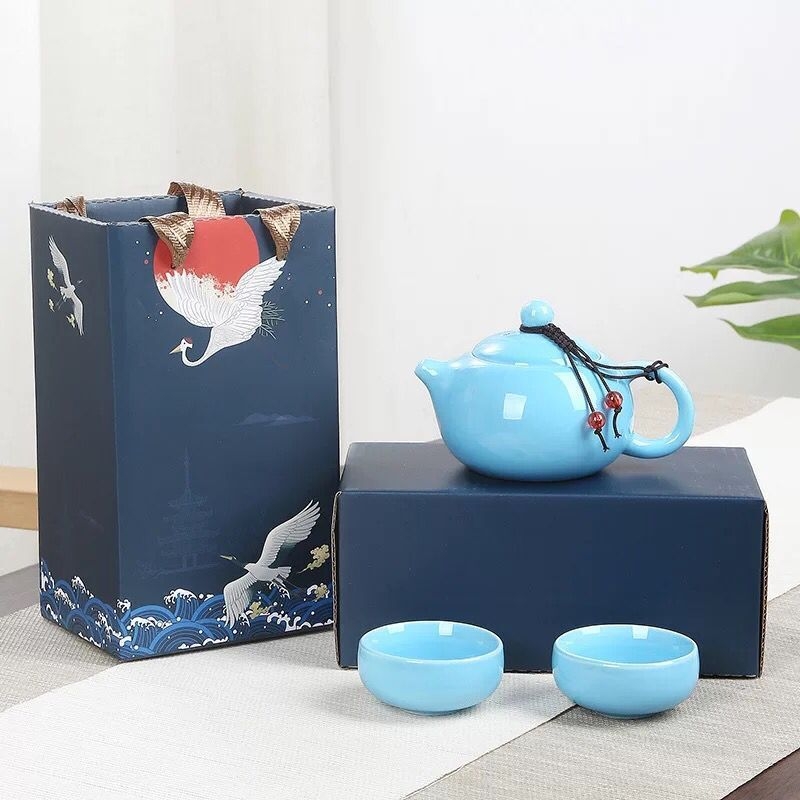 Set de ceai Kung Fu din ceramică, ceainic și cești, portabil pentru călătorii, cadou