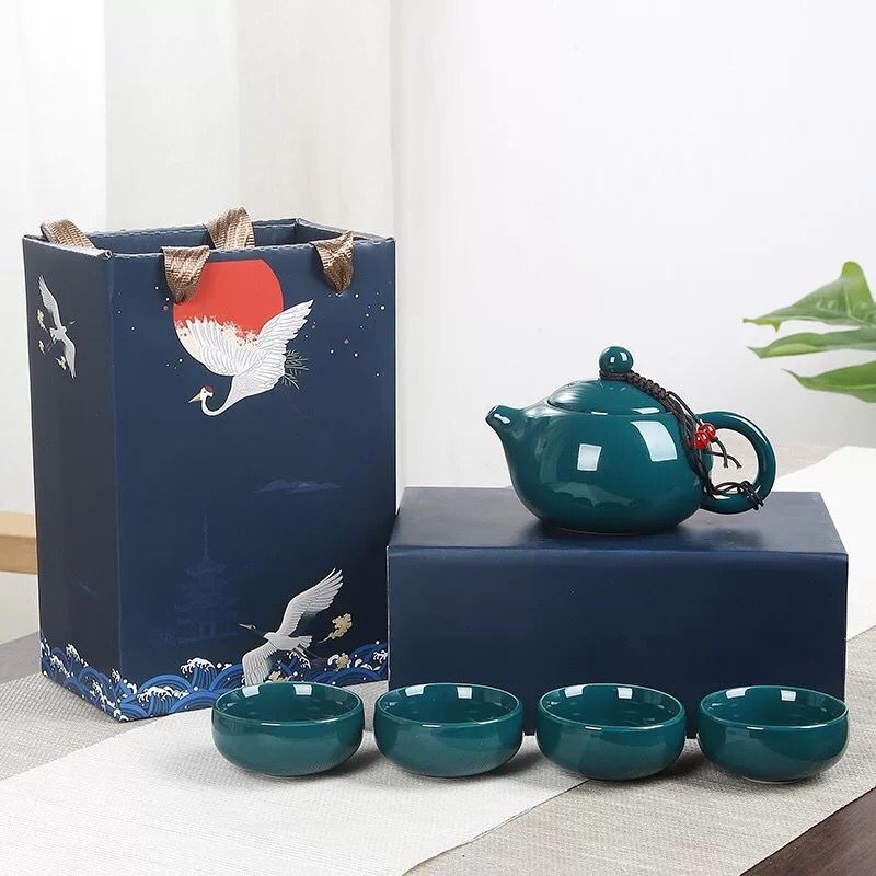 Set de ceai Kung Fu din ceramică, ceainic și cești, portabil pentru călătorii, cadou