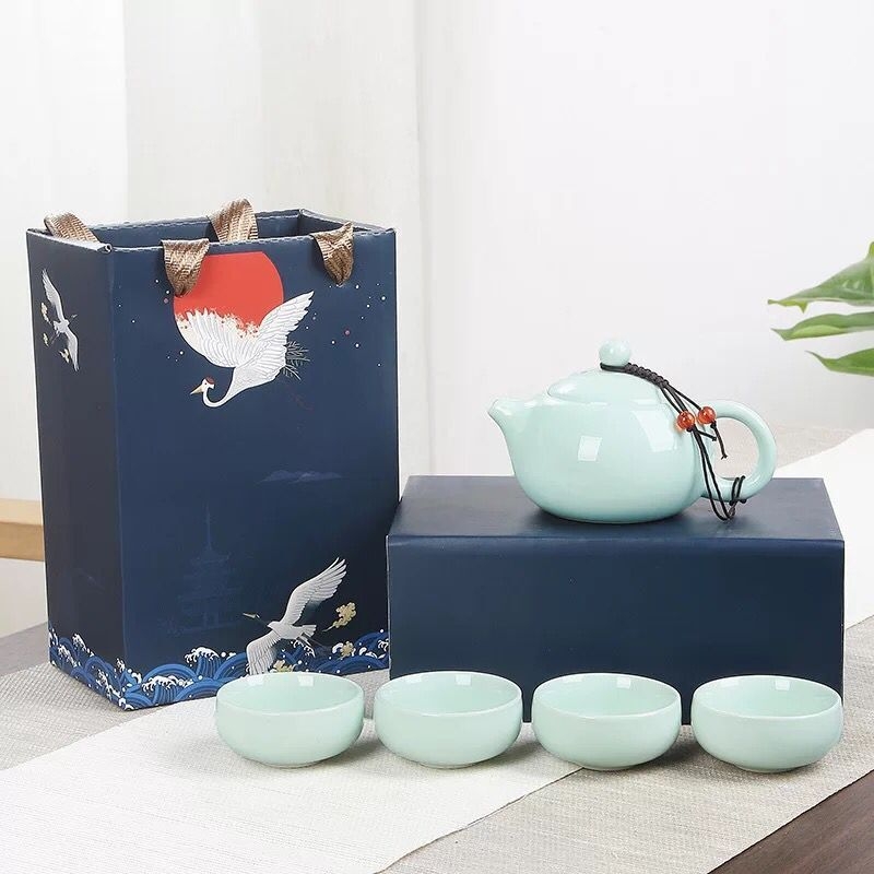 Set de ceai Kung Fu din ceramică, ceainic și cești, portabil pentru călătorii, cadou