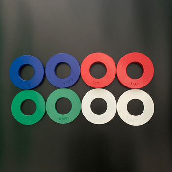 Olimpijski disk za tegove, ultratanki profil, višebojni, od čelika, srednji otvor 50 mm