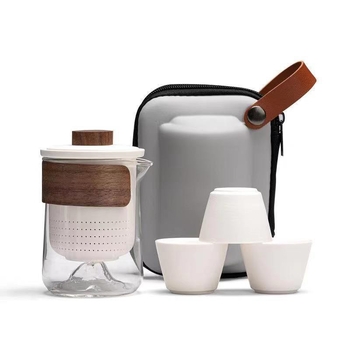 Set de ceai de călătorie din sticlă, cu ceașcă portabilă și ceainic pentru exterior – ceai Gongfu