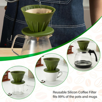 Filtru de cafea pliabil în formă de V pentru V60, silicon de calitate alimentară – set de filtre de cafea