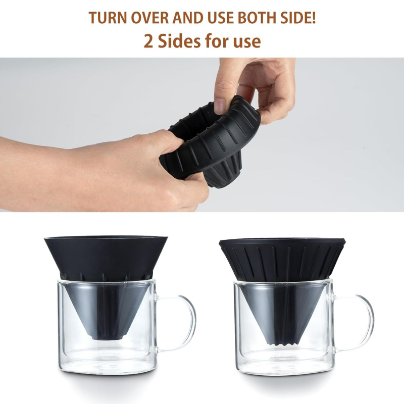 Filtru de cafea pliabil în formă de V pentru V60, silicon de calitate alimentară – set de filtre de cafea