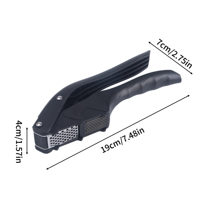 Presă de usturoi multifuncțională pentru bucătărie, cu curățător și tăietor de usturoi, funcție dublă, oțel inoxidabil, 19 × 6,5 × 3,5 cm