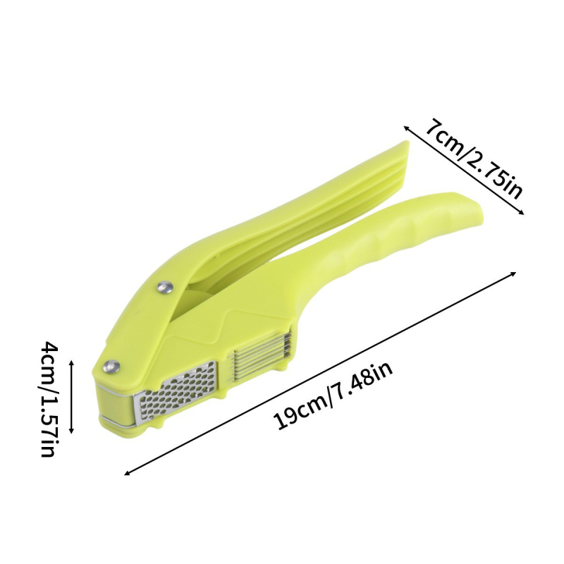 Presă de usturoi multifuncțională pentru bucătărie, cu curățător și tăietor de usturoi, funcție dublă, oțel inoxidabil, 19 × 6,5 × 3,5 cm
