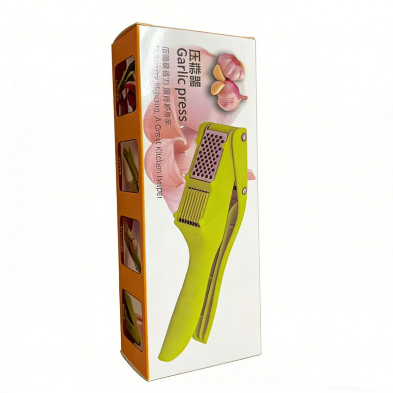 Presă de usturoi multifuncțională pentru bucătărie, cu curățător și tăietor de usturoi, funcție dublă, oțel inoxidabil, 19 × 6,5 × 3,5 cm