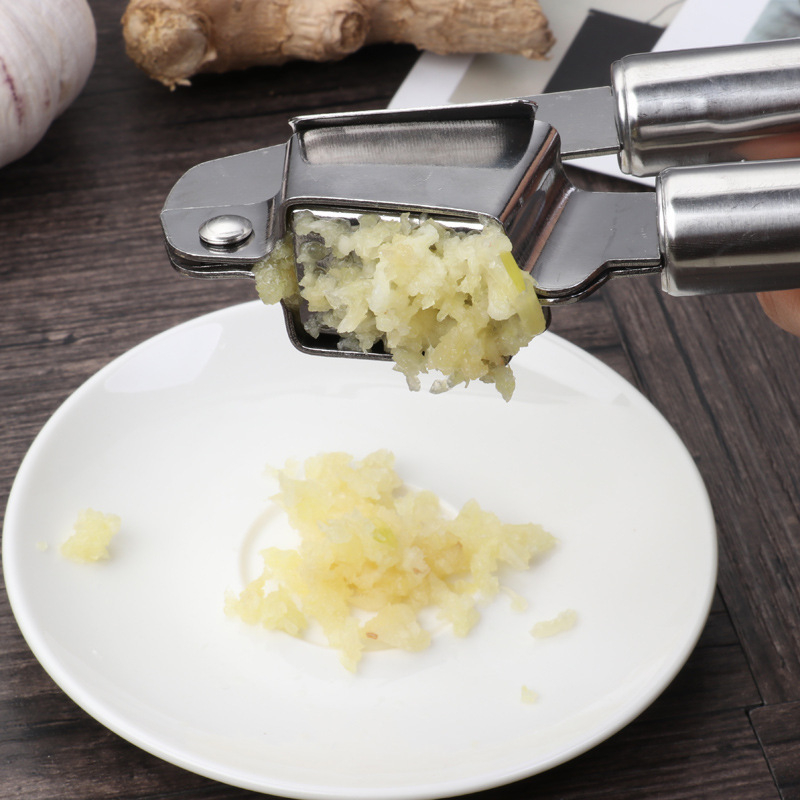 Presă de usturoi din oțel inox, decojitor de usturoi manual, zdrobitor de usturoi – instrument de bucătărie multifuncțional