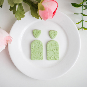 Rola de embossing pentru lut moale din polimer cu textură florală și model viță de vie pentru cercei