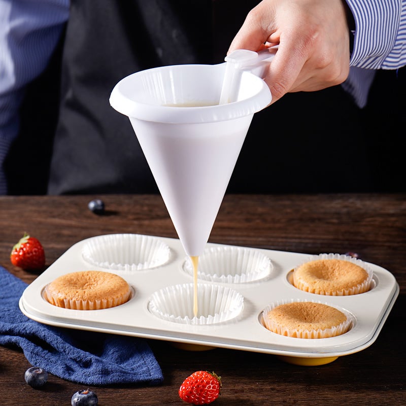 Distribuitor manual de aluat cu pâlnie porționată, separator pentru cremă de glazură și ciocolată pentru cupcakes