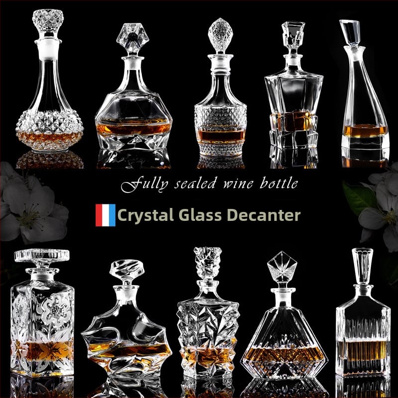 Dekantér z krištáľového skla s viečkom na víno a whisky