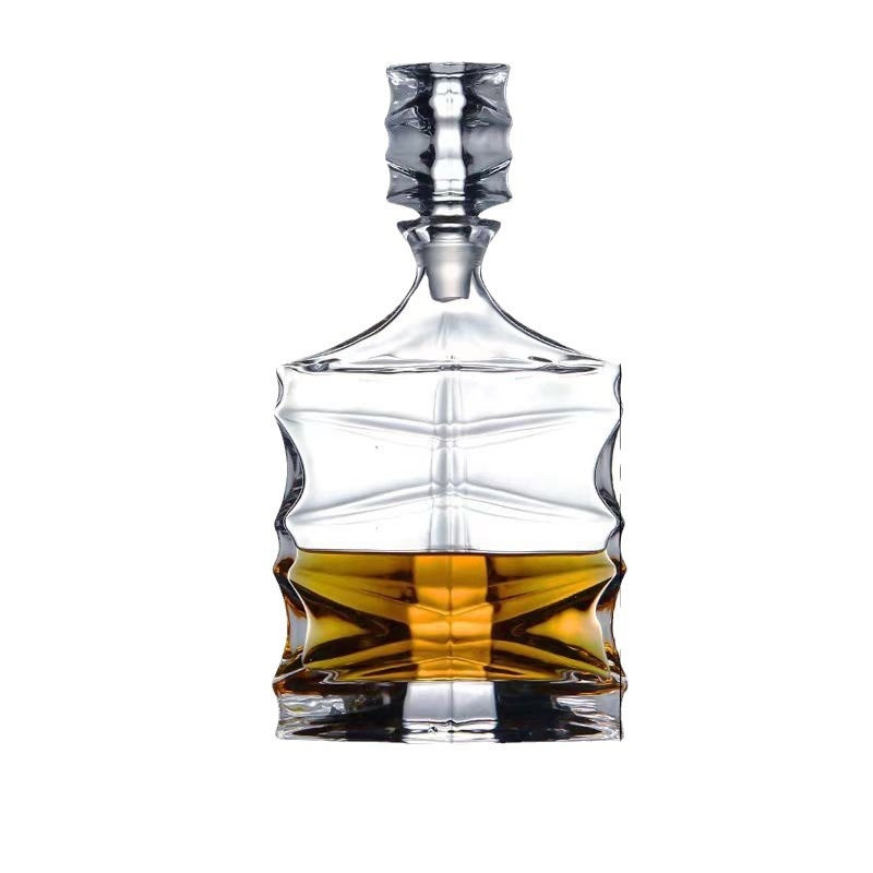 Decantor din sticlă cristal cu capac pentru vin și whisky