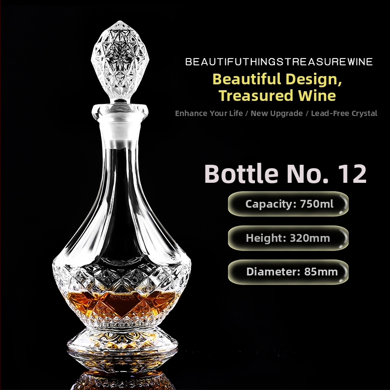 Dekantér z krištáľového skla s viečkom na víno a whisky