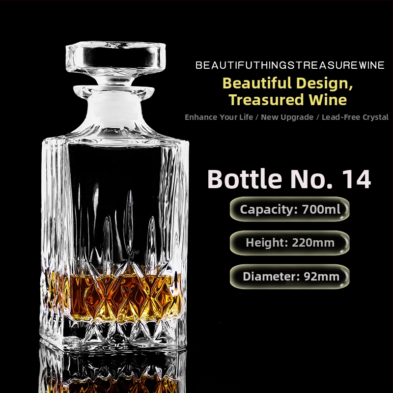 Dekantér z krištáľového skla s viečkom na víno a whisky