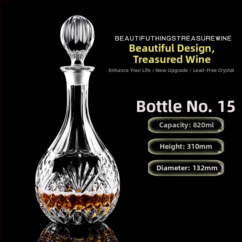 Dekantér z krištáľového skla s viečkom na víno a whisky