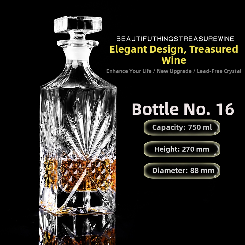 Dekantér z krištáľového skla s viečkom na víno a whisky