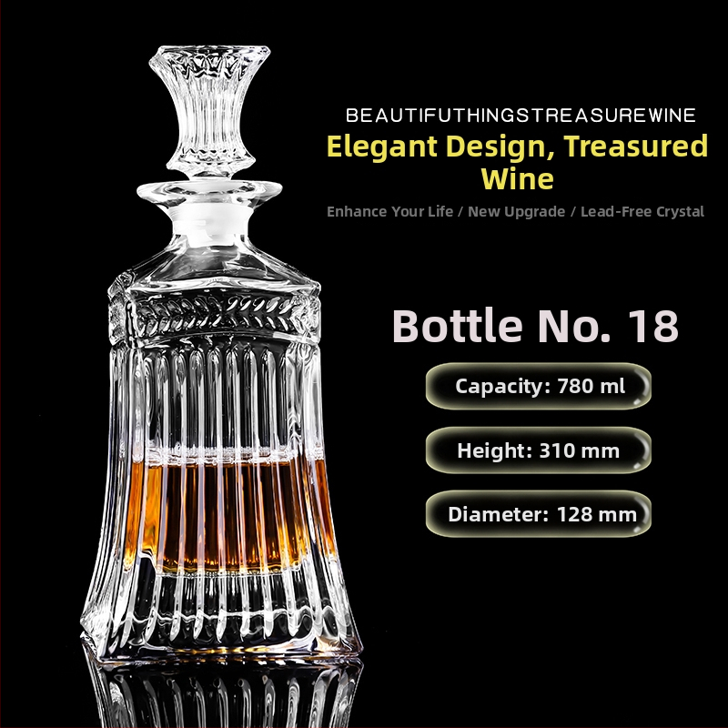 Dekantér z krištáľového skla s viečkom na víno a whisky
