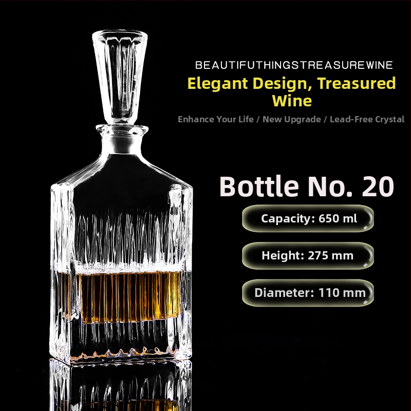 Dekantér z krištáľového skla s viečkom na víno a whisky