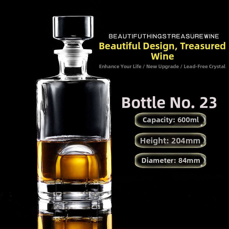Dekantér z krištáľového skla s viečkom na víno a whisky