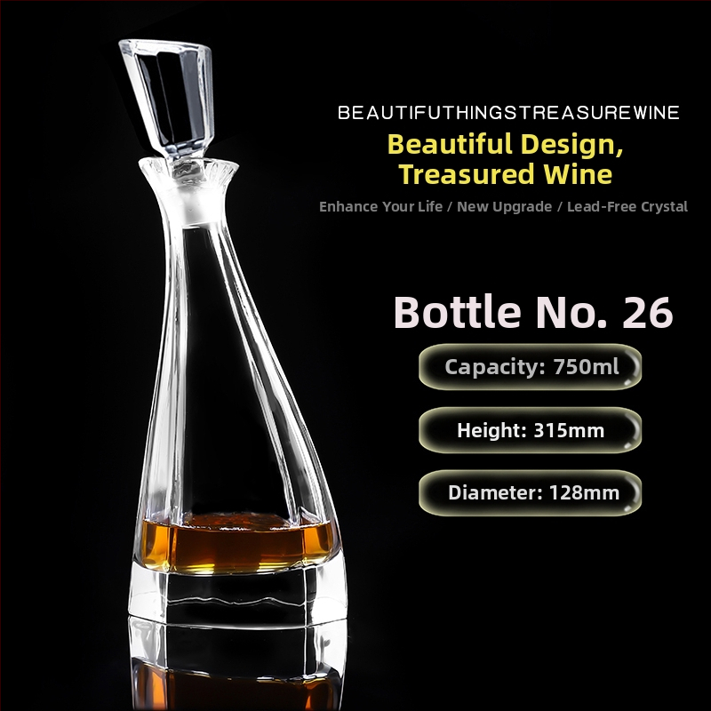 Dekantér z krištáľového skla s viečkom na víno a whisky