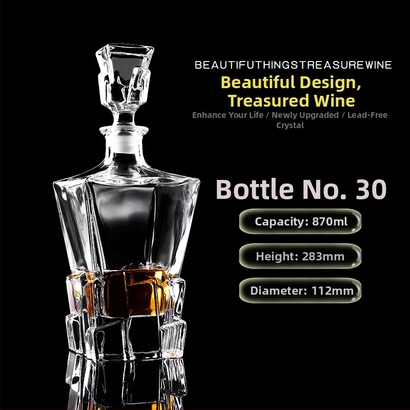 Dekantér z krištáľového skla s viečkom na víno a whisky