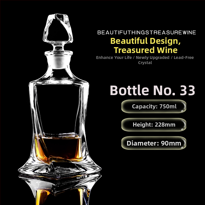 Dekantér z krištáľového skla s viečkom na víno a whisky