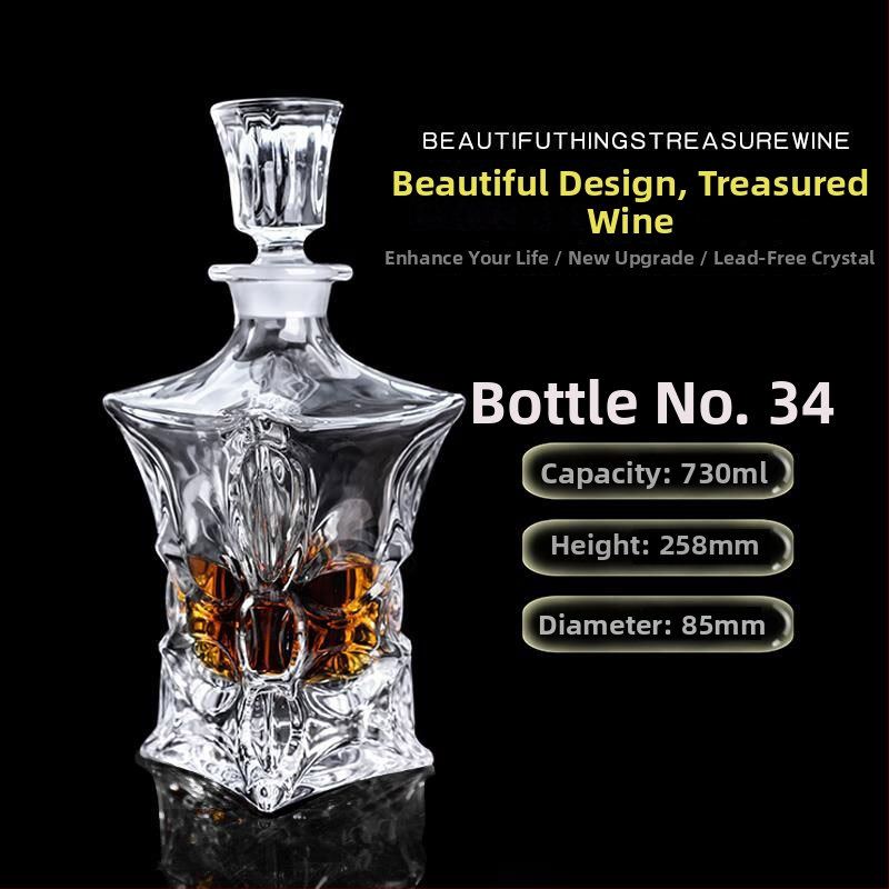 Dekantér z krištáľového skla s viečkom na víno a whisky