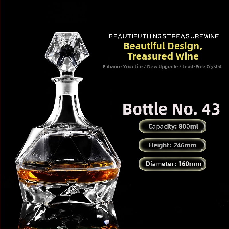 Dekantér z krištáľového skla s viečkom na víno a whisky