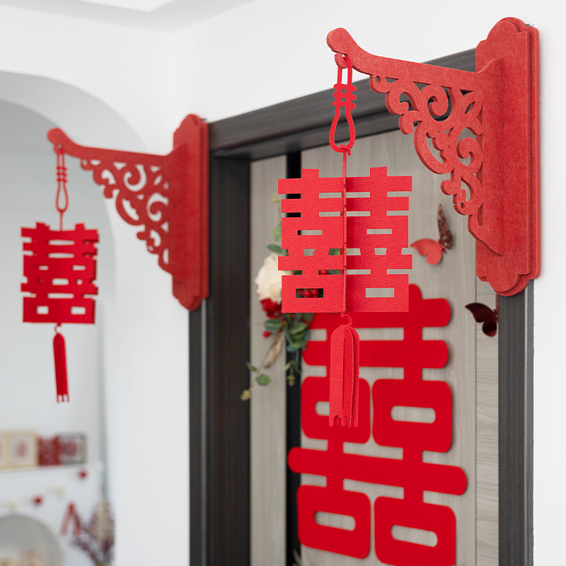 Felinar 3D cu simbolul Fericirii Duble, din țesătură nețesută, pentru decor de nuntă și pentru noua locuință