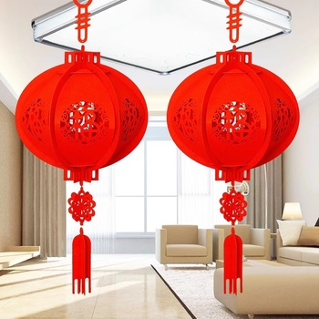 Lampion norocos pentru Anul Dragonului 2024, pandant din fetru – decor interior pentru Anul Nou și Festivalul Primăverii, stil chinezesc