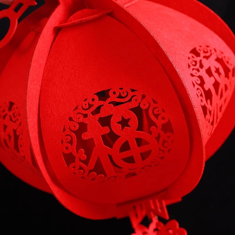 Lampion norocos pentru Anul Dragonului 2024, pandant din fetru – decor interior pentru Anul Nou și Festivalul Primăverii, stil chinezesc