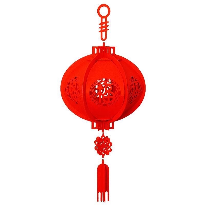 Lampion norocos pentru Anul Dragonului 2024, pandant din fetru – decor interior pentru Anul Nou și Festivalul Primăverii, stil chinezesc