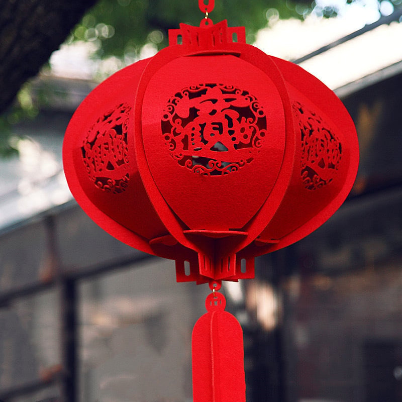 Lampion norocos pentru Anul Dragonului 2024, pandant din fetru – decor interior pentru Anul Nou și Festivalul Primăverii, stil chinezesc