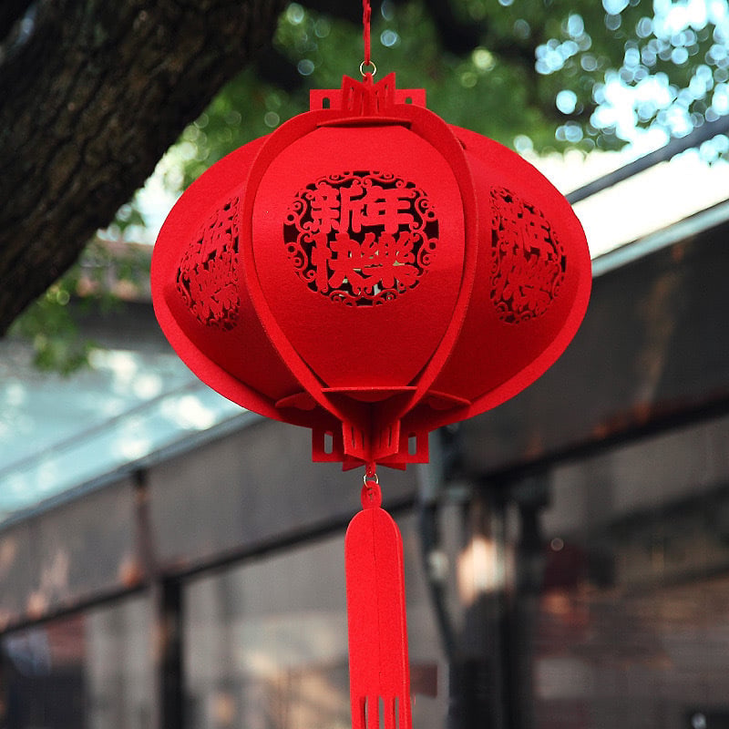 Lampion norocos pentru Anul Dragonului 2024, pandant din fetru – decor interior pentru Anul Nou și Festivalul Primăverii, stil chinezesc