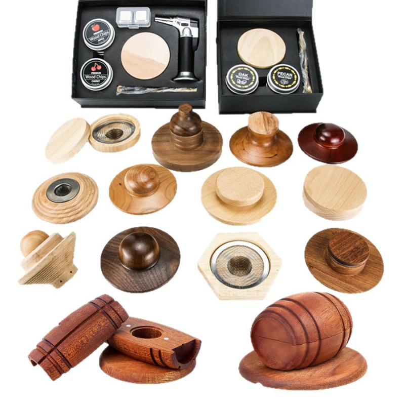 Set capac din lemn pentru afumare whisky și cocktail – accesorii de bar