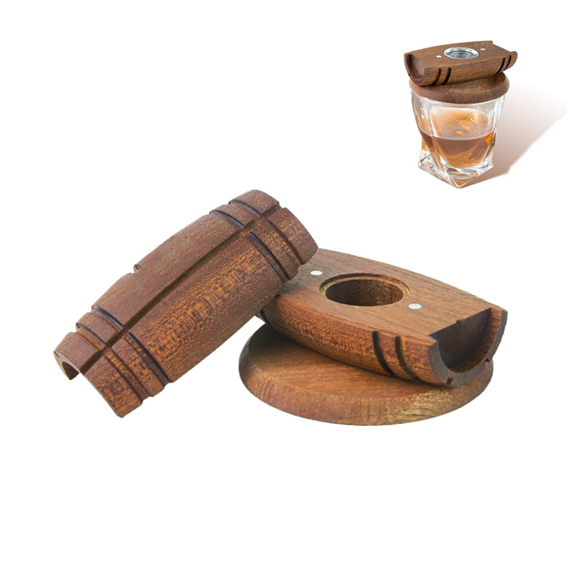 Set capac din lemn pentru afumare whisky și cocktail – accesorii de bar