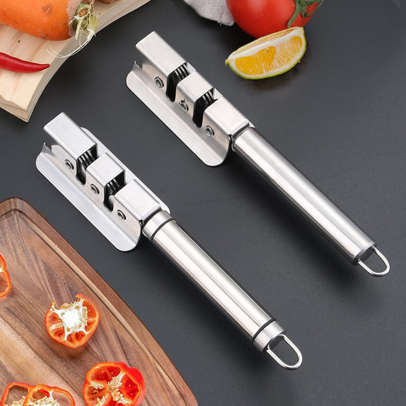 Baston de ascuțire din oțel inoxidabil, instrument de bucătărie portabil pentru exterior, manual