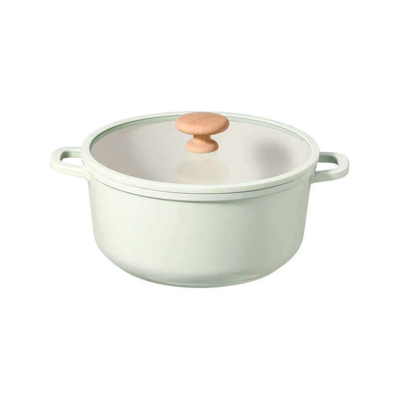 Set de vase din aluminiu antiaderent cu capace din sticlă: tigaie, oală pentru lapte, oală pentru sos și oală pentru supă, compatibil cu toate plitele