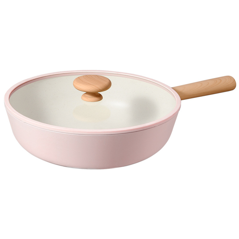 Set de vase din aluminiu antiaderent cu capace din sticlă: tigaie, oală pentru lapte, oală pentru sos și oală pentru supă, compatibil cu toate plitele
