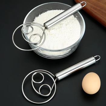 Amestecător din oțel inoxidabil cu spirală dublă – instrument de amestec manual pentru ouă și făină, pentru coacere acasă