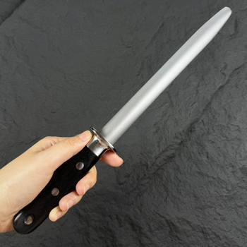 Baston de ascuțit cu diamant pentru cuțite, 9 inch, mâner din lemn colorat