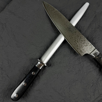 Baston de ascuțit cu diamant pentru cuțite, 9 inch, mâner din lemn colorat