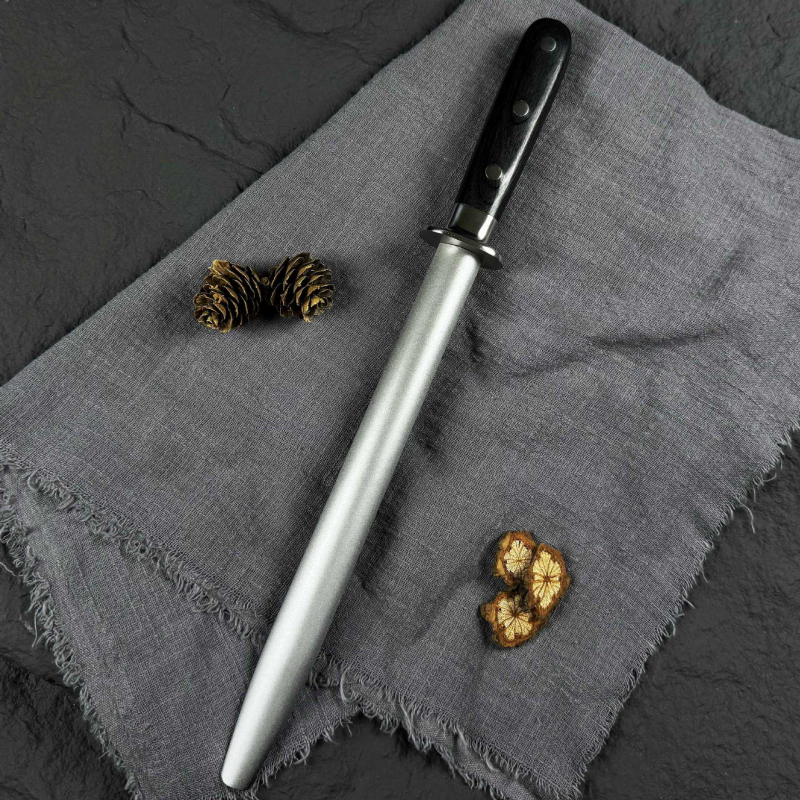 Baston de ascuțit cu diamant pentru cuțite, 9 inch, mâner din lemn colorat
