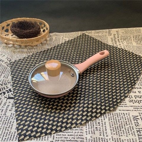 Tigaie mini în stil coreean pentru omlete și găluște de ou, antiaderent, fund plat, culoare piatră Maifan, diametru 12 cm