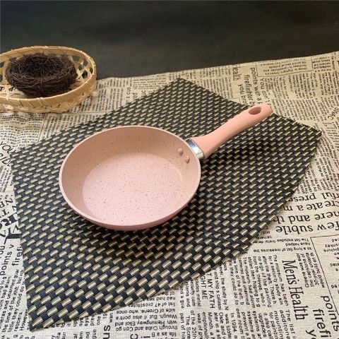 Tigaie mini în stil coreean pentru omlete și găluște de ou, antiaderent, fund plat, culoare piatră Maifan, diametru 12 cm