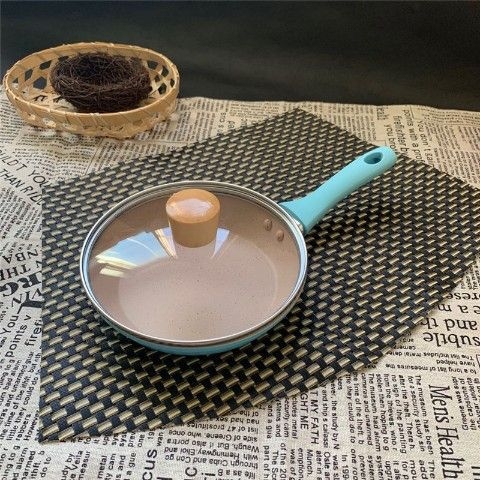 Tigaie mini în stil coreean pentru omlete și găluște de ou, antiaderent, fund plat, culoare piatră Maifan, diametru 12 cm
