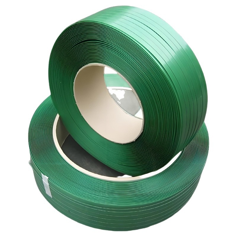 Bandă de legare din plastic-otel, verde cu relief, material PCR RPET1608, certificare GRS