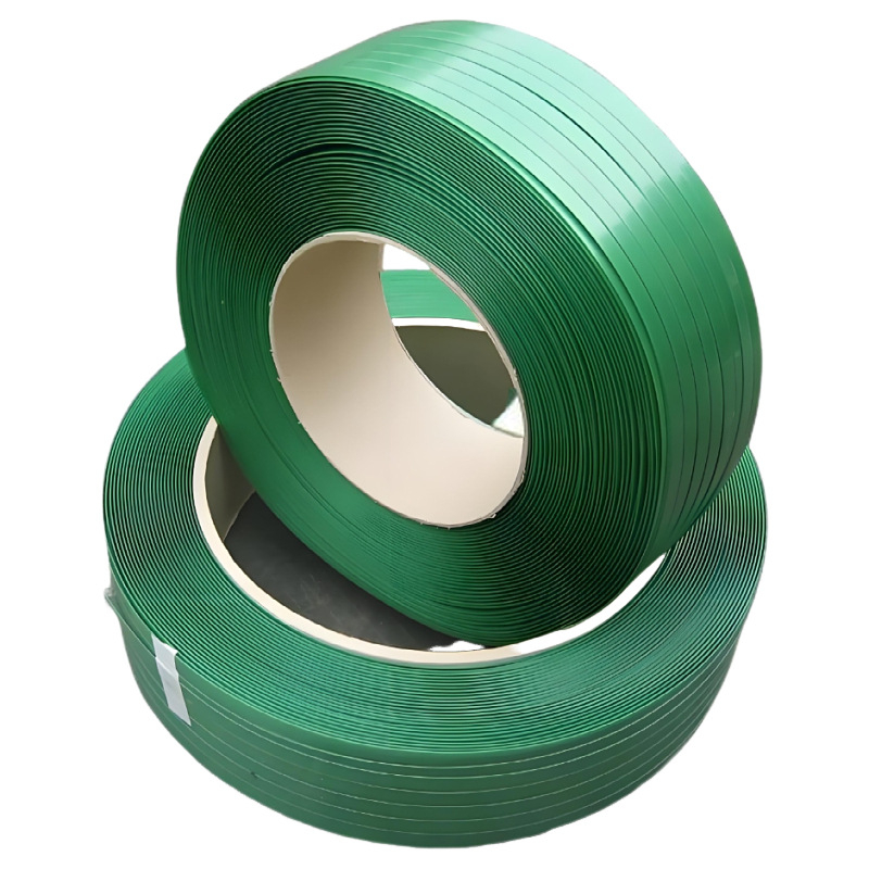 Bandă de legare din plastic-otel, verde cu relief, material PCR RPET1608, certificare GRS